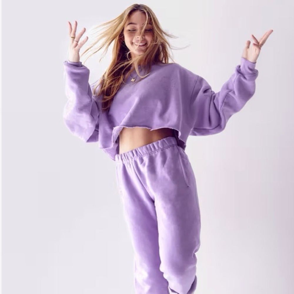 SET Active Lavender Cropped Sweatshirt & Jogger Set